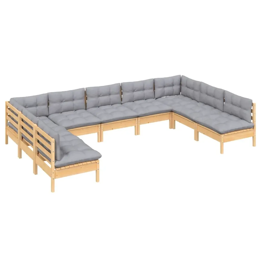 9 Piece Garden Lounge Set with Cushions Solid Pinewood Price