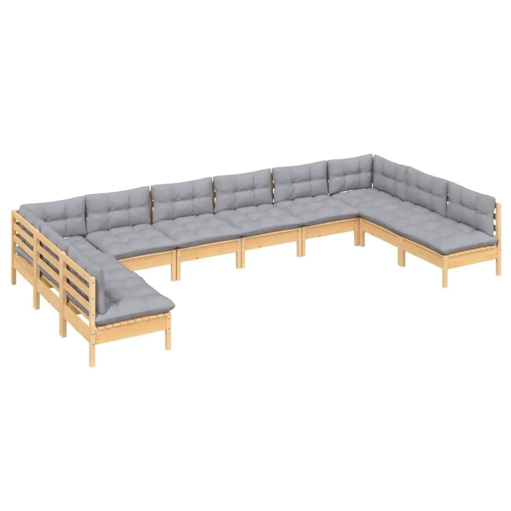10 Piece Garden Lounge Set with Cushions Solid Pinewood Price