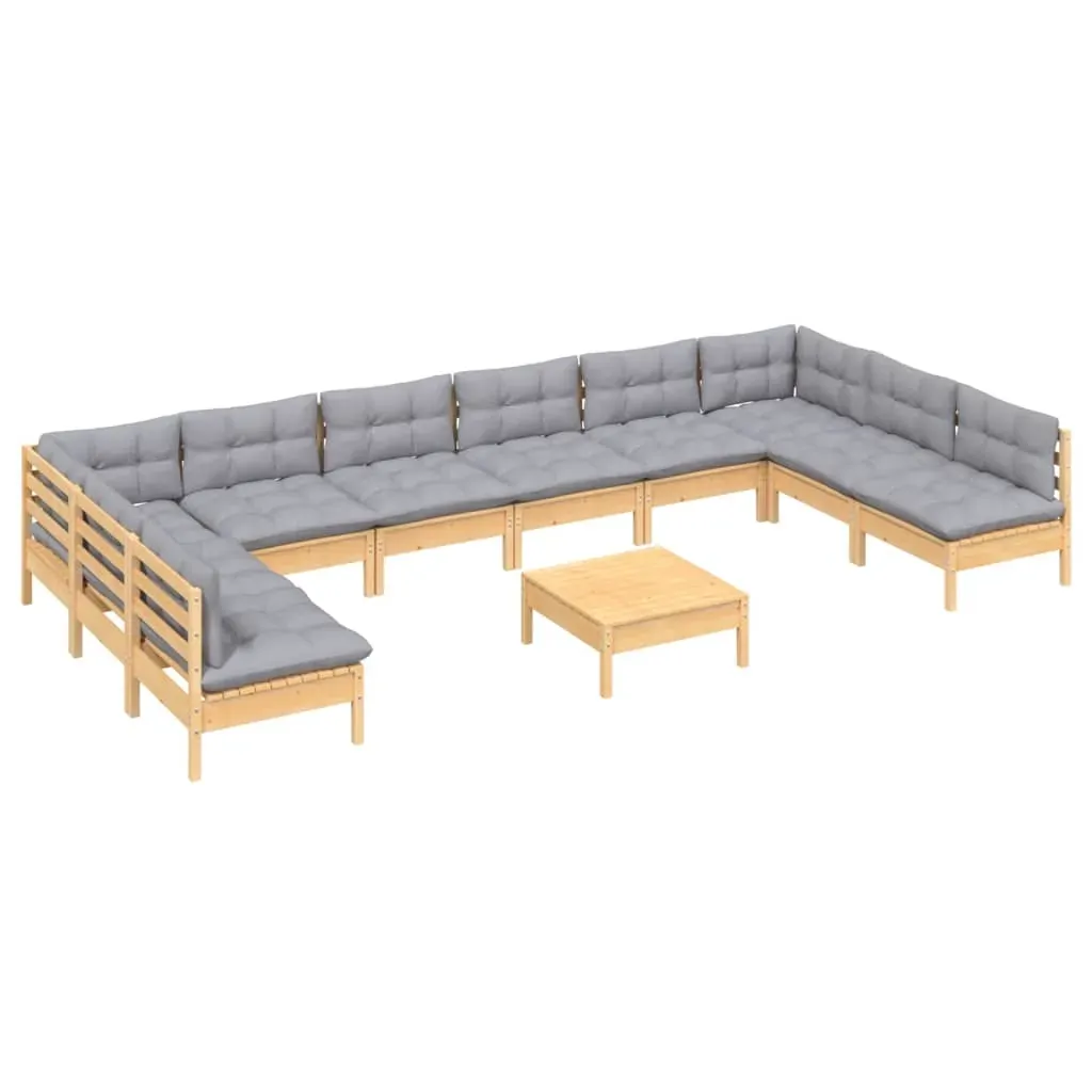 11 Piece Garden Lounge Set with Cushions Solid Pinewood Price