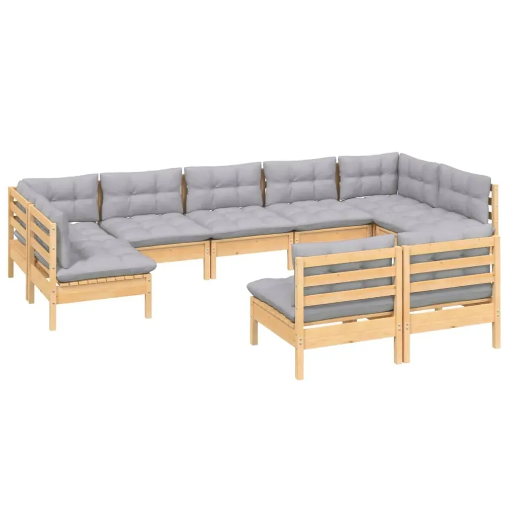 9 Piece Garden Lounge Set with Cushions Solid Pinewood Price