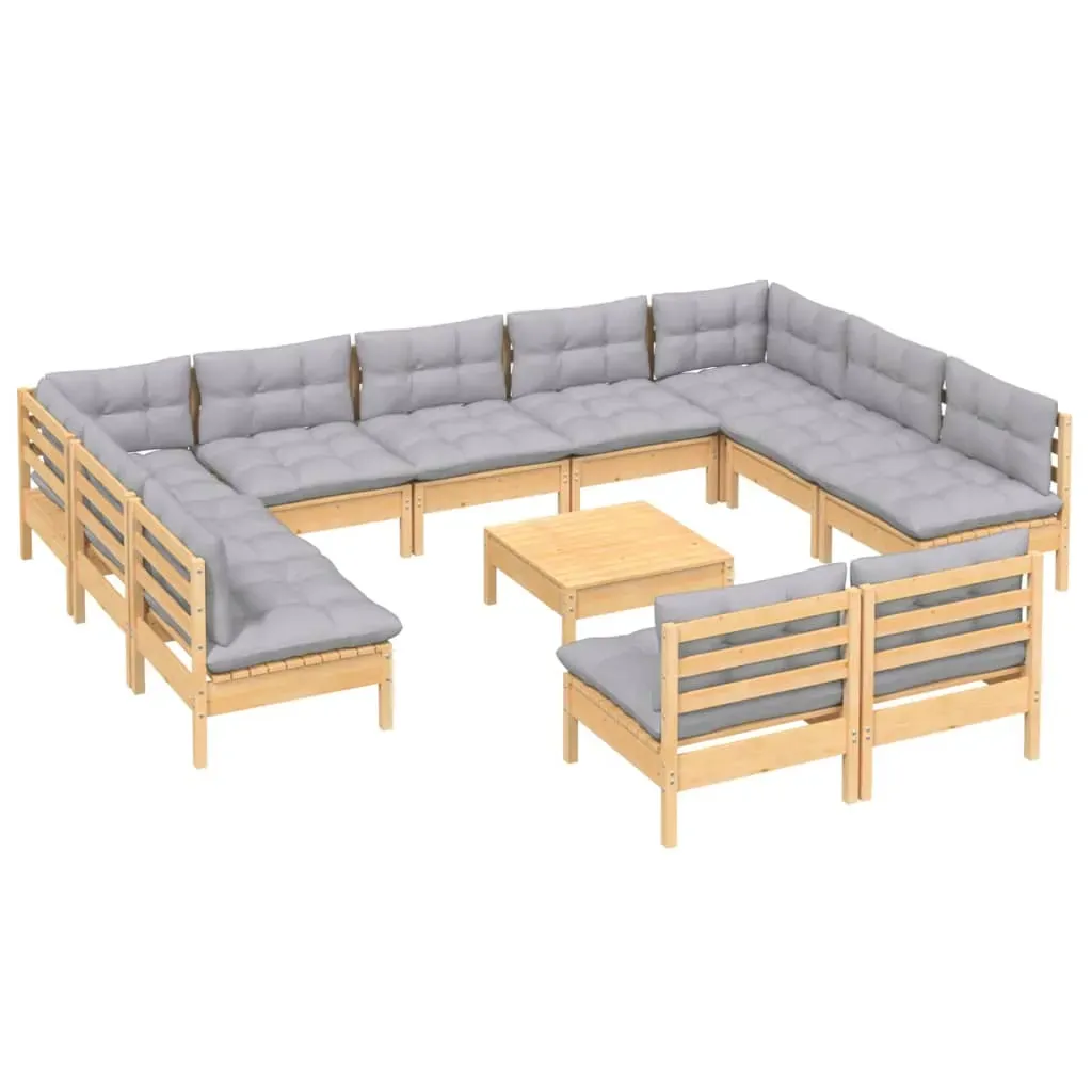 12 Piece Garden Lounge Set with Cushions Solid Pinewood Price