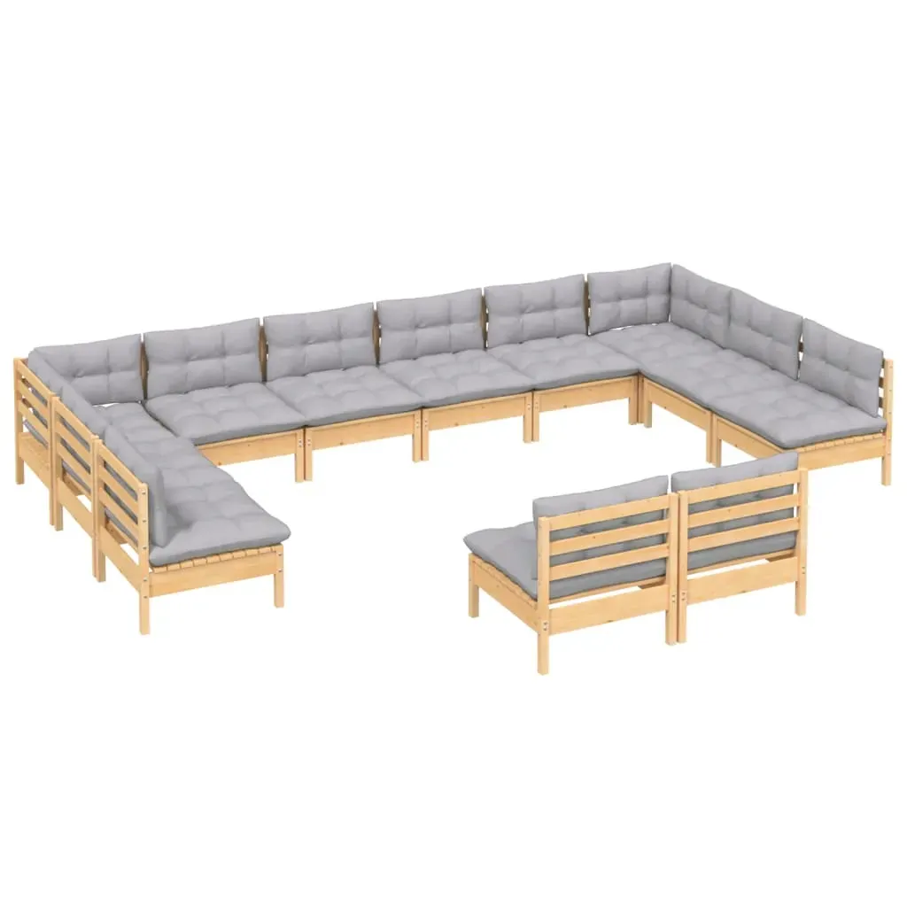 12 Piece Garden Lounge Set with Cushions Solid Pinewood Price
