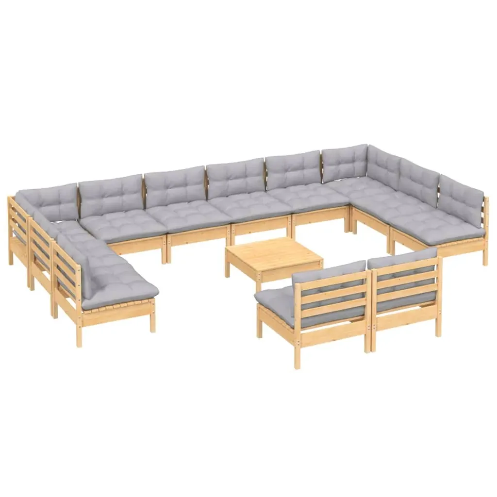 13 Piece Garden Lounge Set with Cushions Solid Pinewood Price
