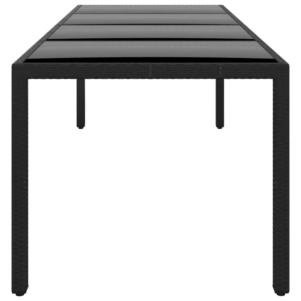 Garden Table 250x100x75 cm Tempered Glass and Poly Rattan Price