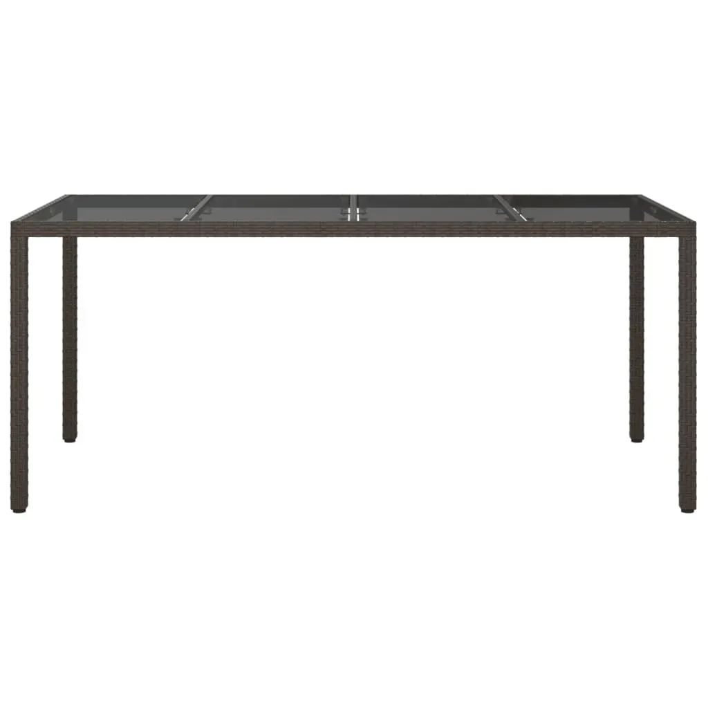 Garden Table 190x90x75 cm Tempered Glass and Poly Rattan Price