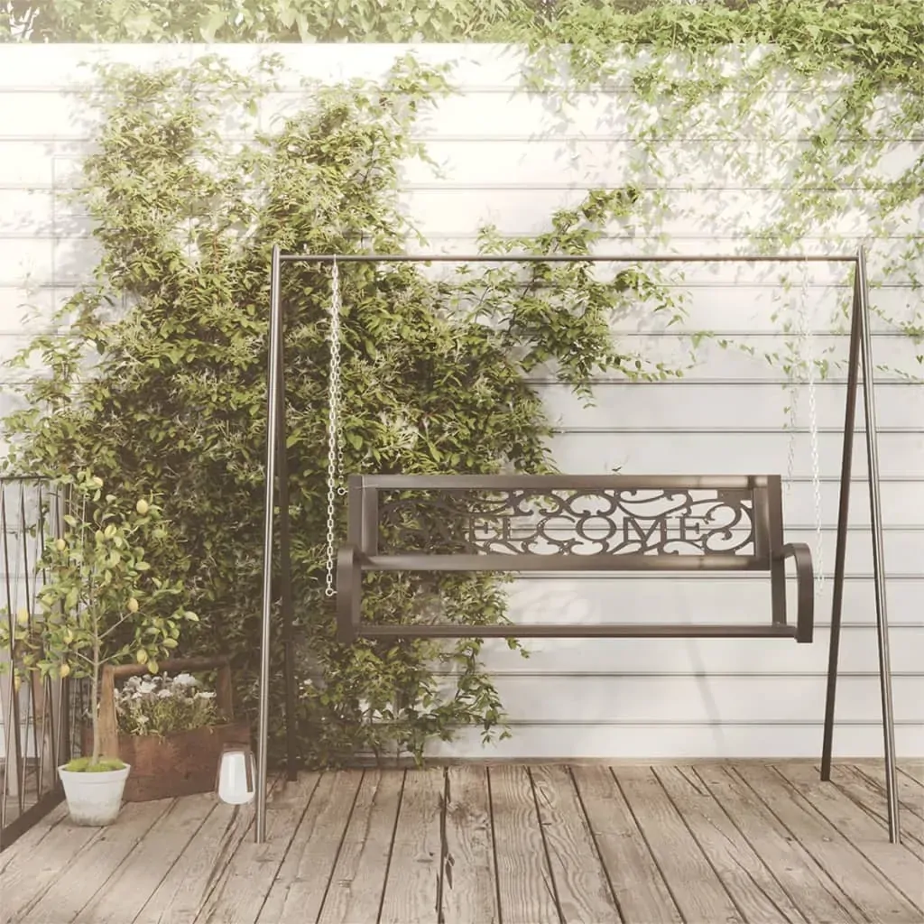 Garden Swing Bench 125 cm Steel and Plastic Black Price