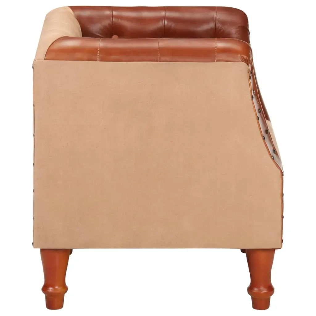 Tub Chair Real Leather and Solid Mango Wood Price
