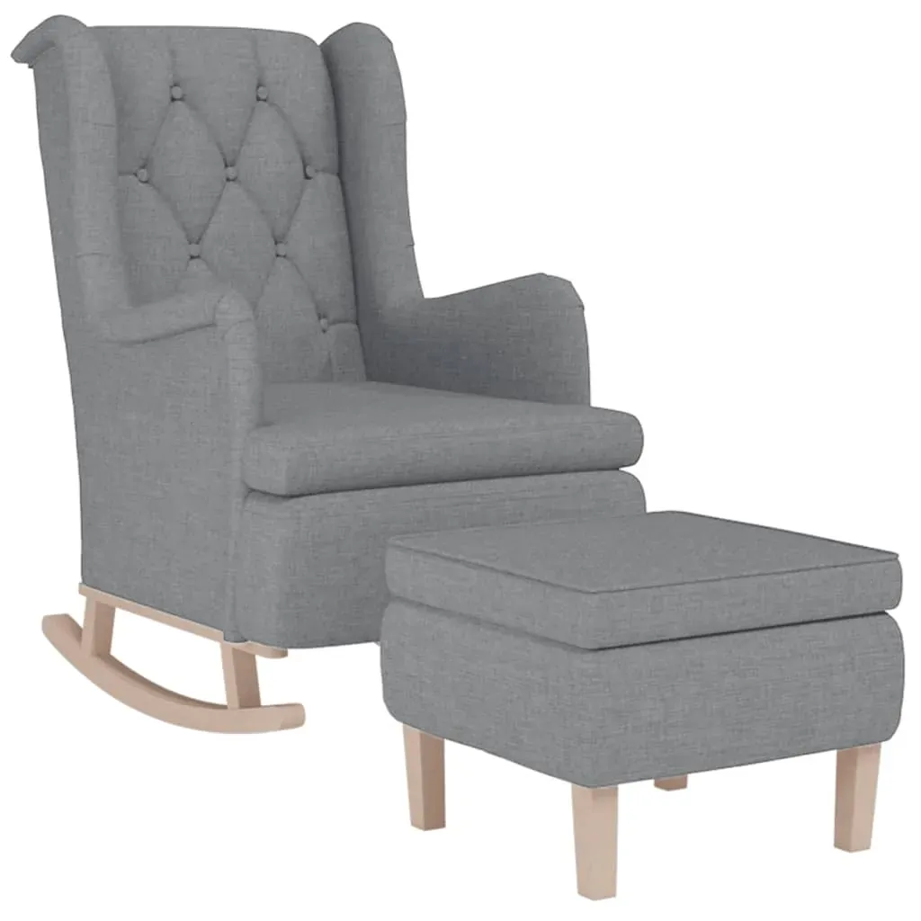 Armchair with Solid Rubber Wood Rocking Legs Fabric Price
