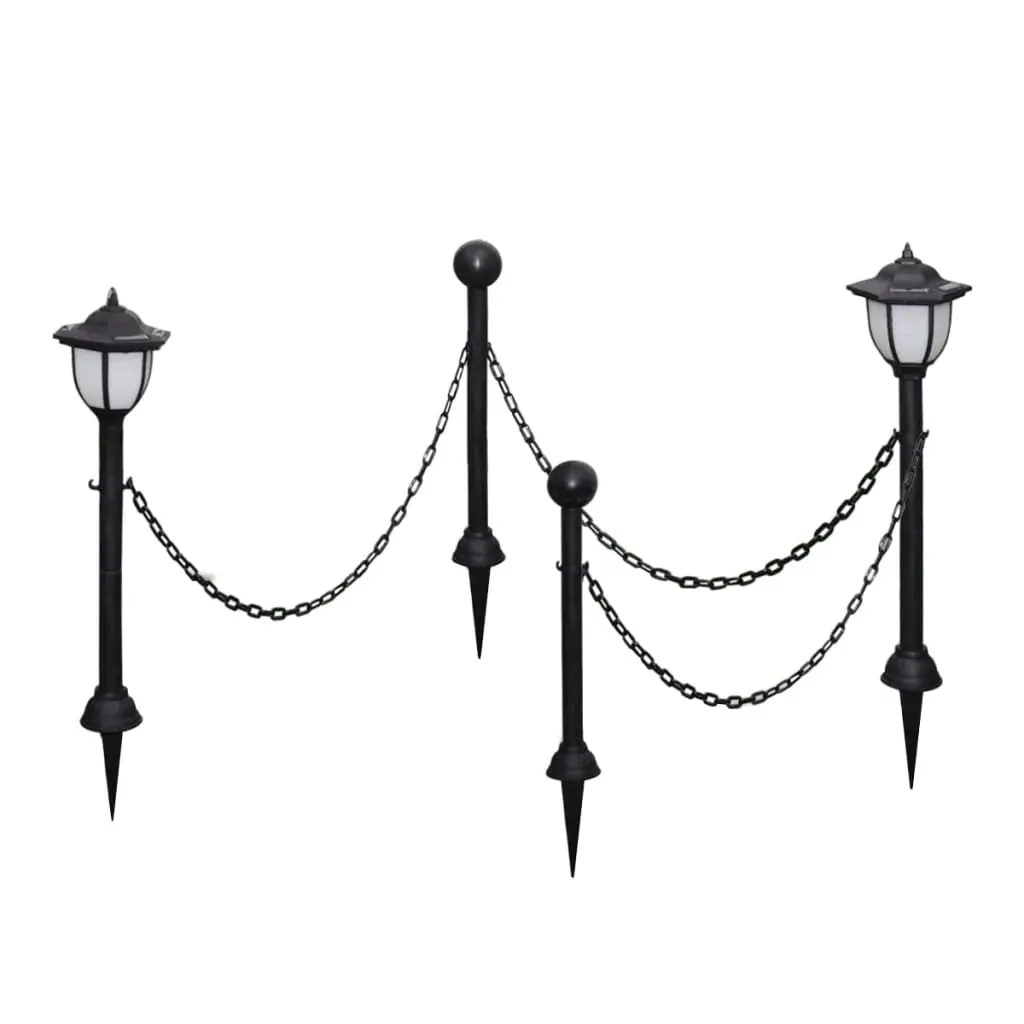 Chain Fence with Solar Lights Two LED Lamps Poles Price