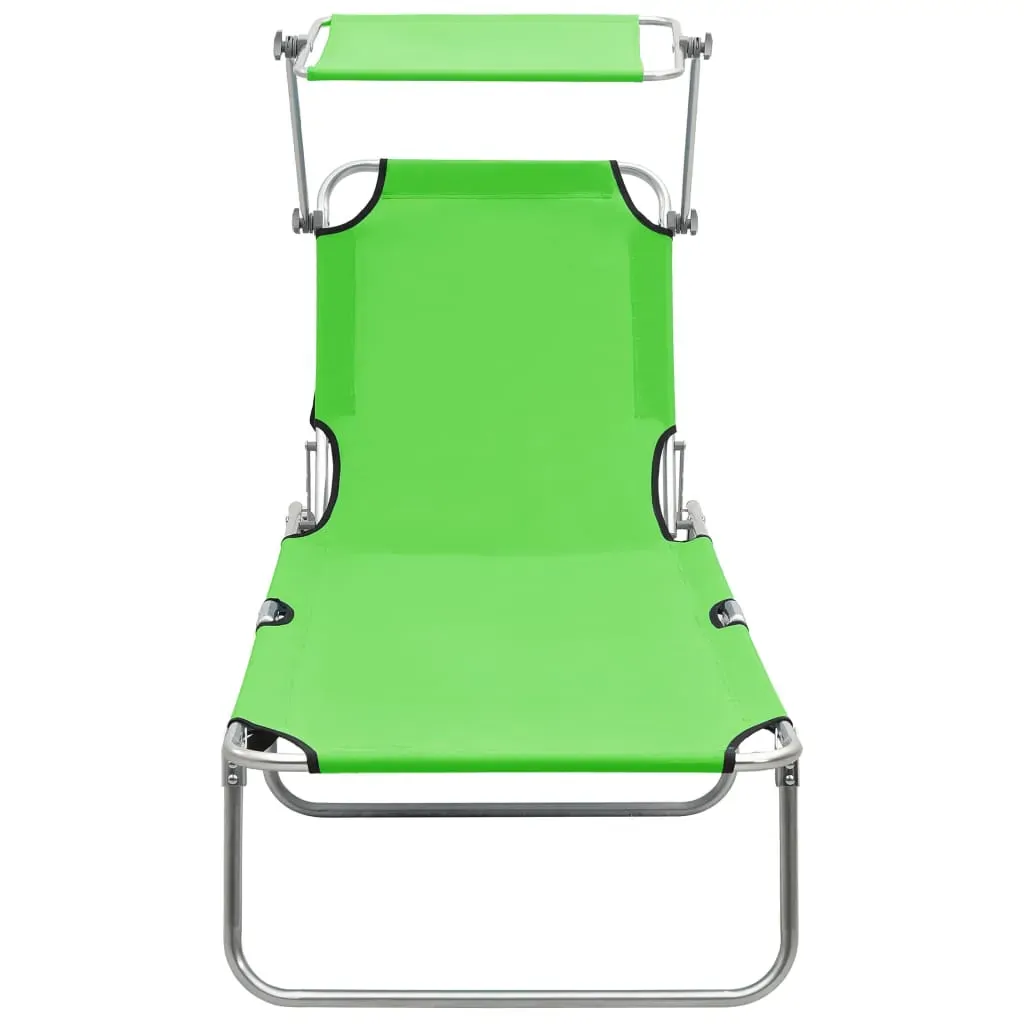 Folding Sun Lounger with Canopy Steel and Fabric Price