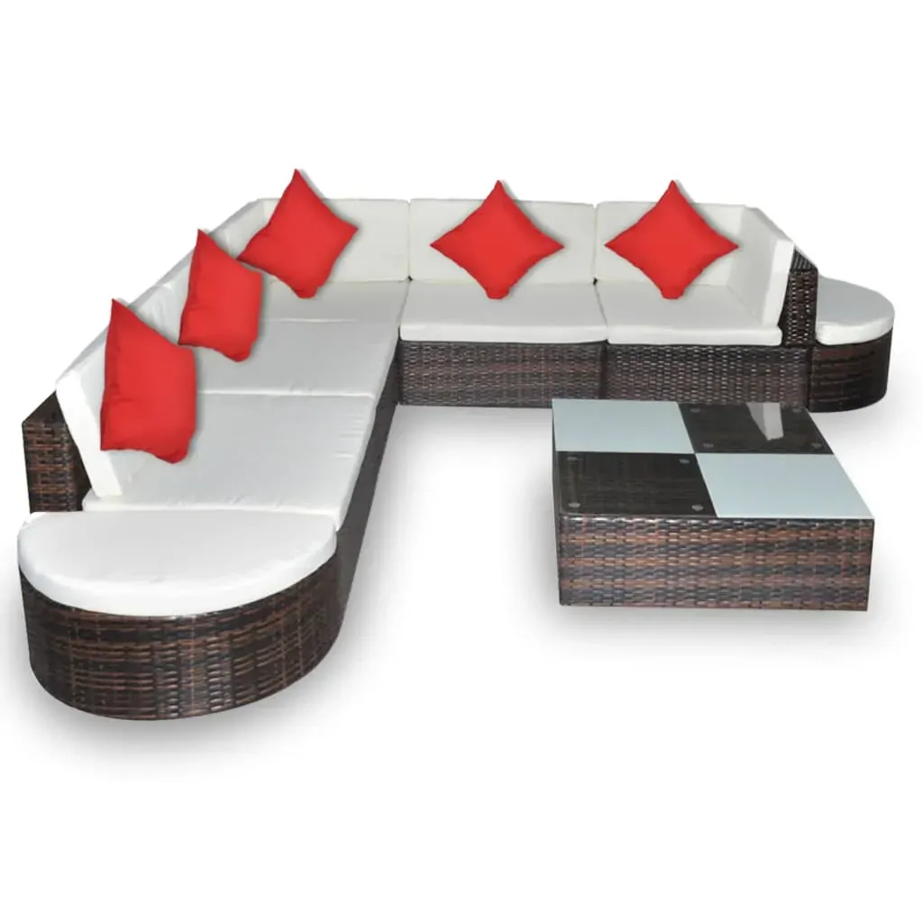 8 Piece Garden Lounge Set with Cushions Poly Rattan Price