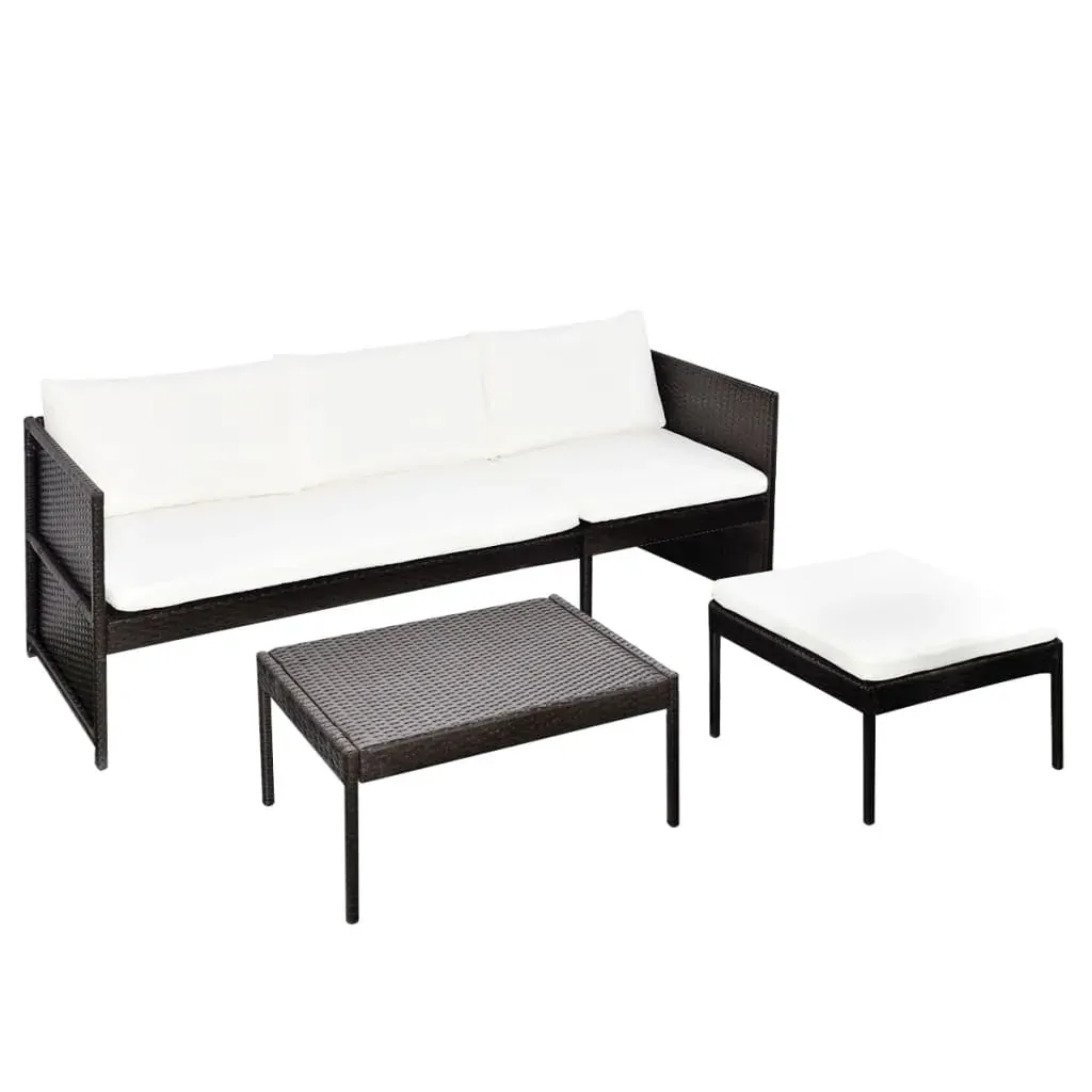 3 Piece Garden Lounge Set with Cushions Poly Rattan Price
