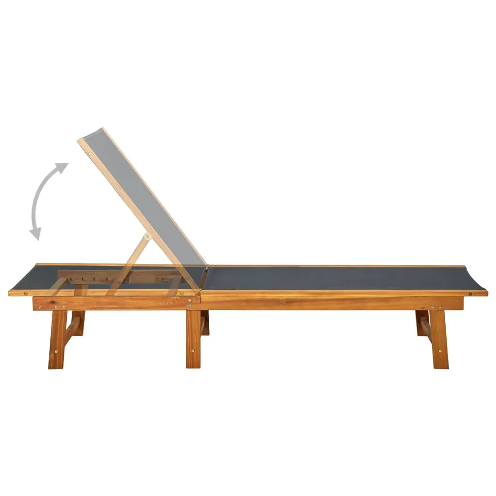 Sun Lounger Solid Acacia Wood and Textilene Price