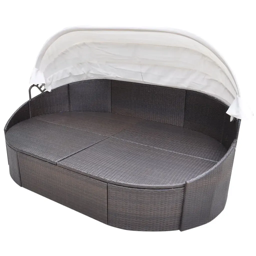 Outdoor Lounge Bed with Canopy Poly Rattan Price