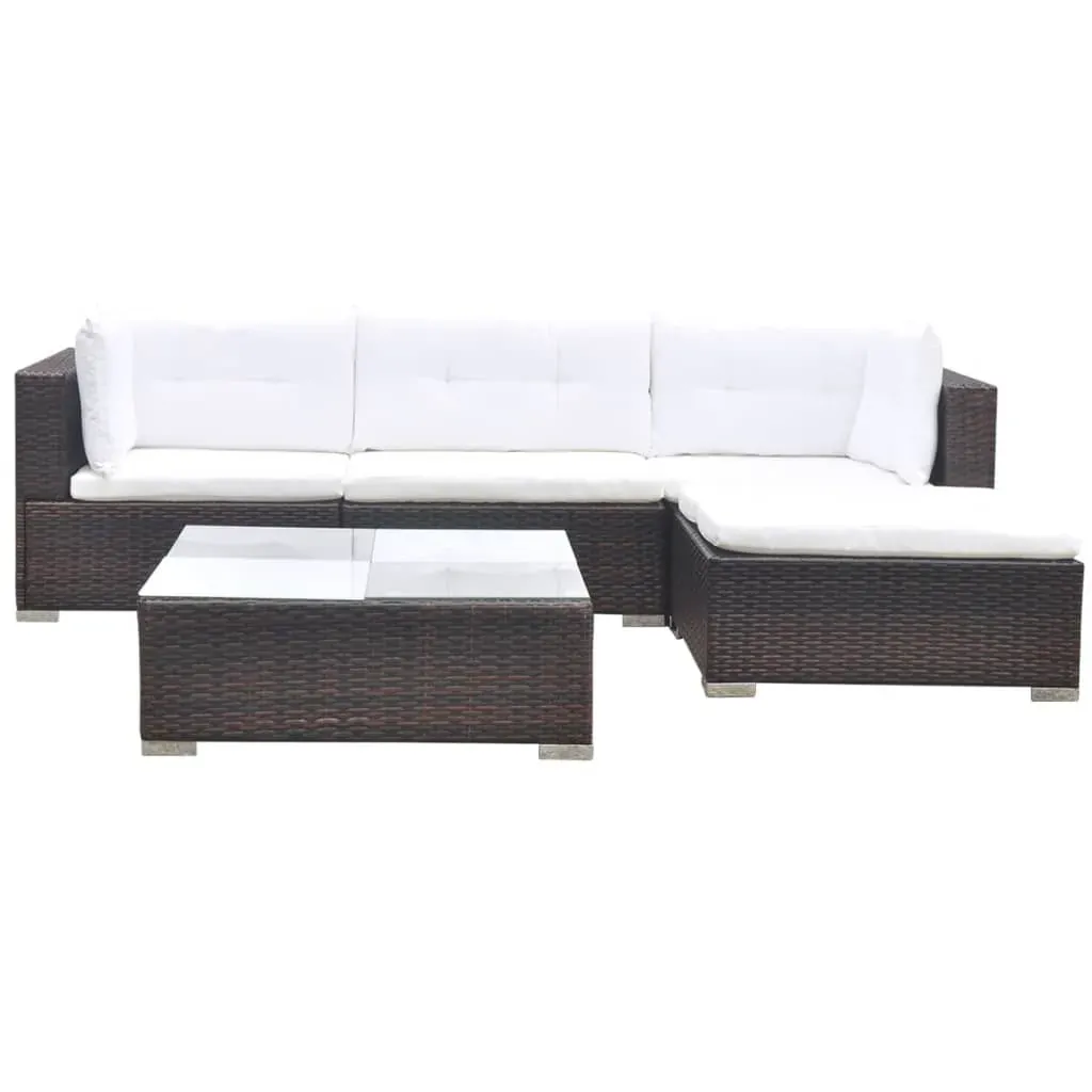 5 Piece Garden Lounge Set with Cushions Poly Rattan Price