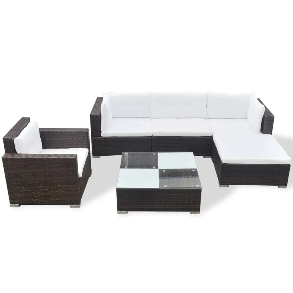6 Piece Garden Lounge Set with Cushions Poly Rattan Price