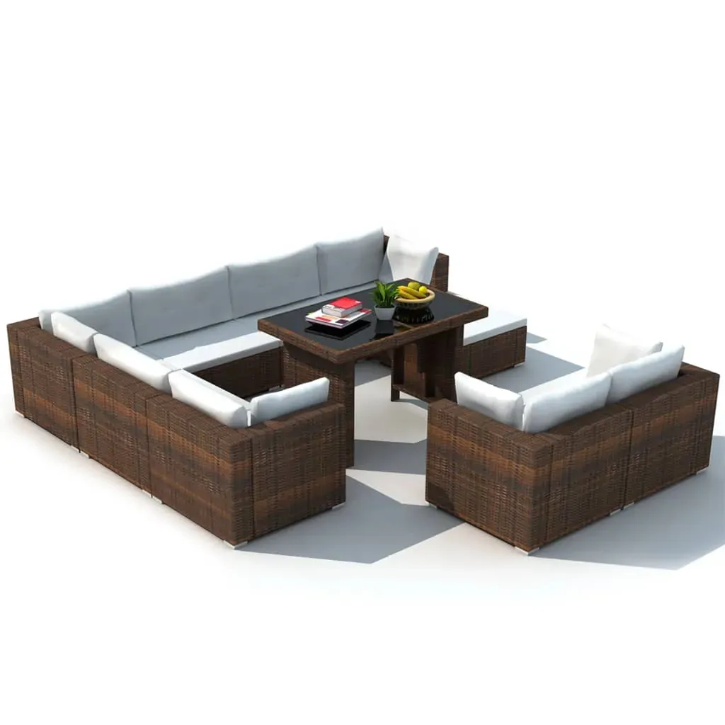 10 Piece Garden Lounge Set with Cushions Poly Rattan Price