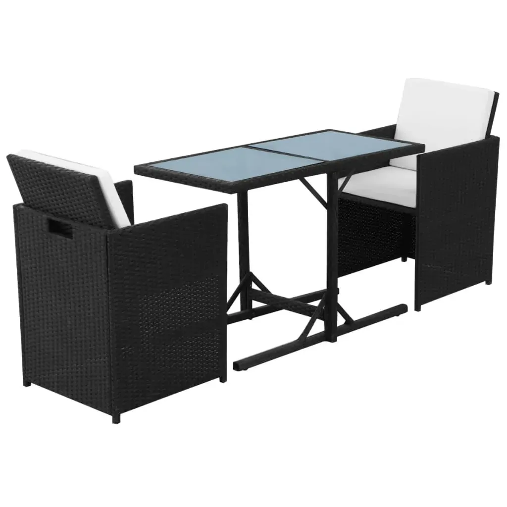 3 Piece Bistro Set with Cushions Poly Rattan Price