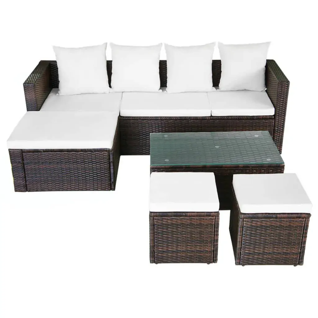 4 Piece Garden Lounge Set with Cushions Poly Rattan Price