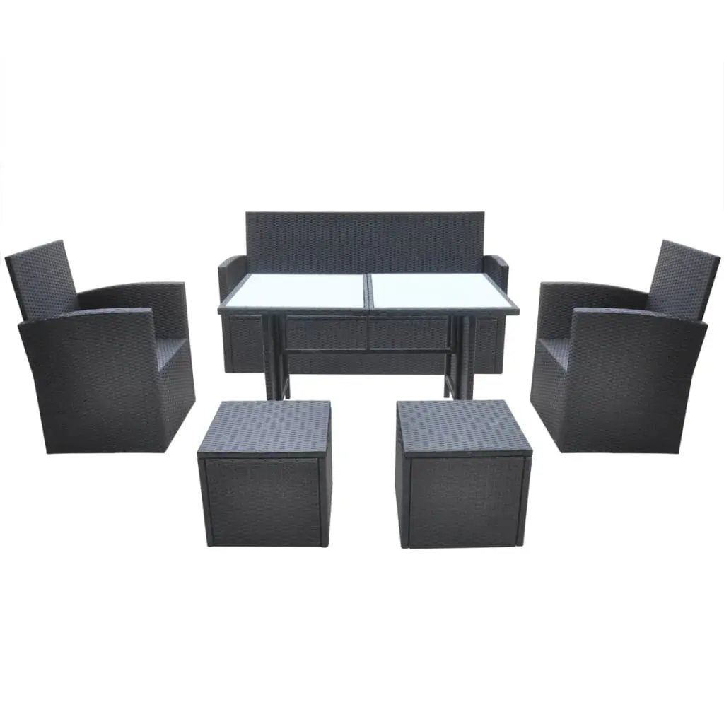 6 Piece Outdoor Dining Set with Cushions Poly Rattan Price