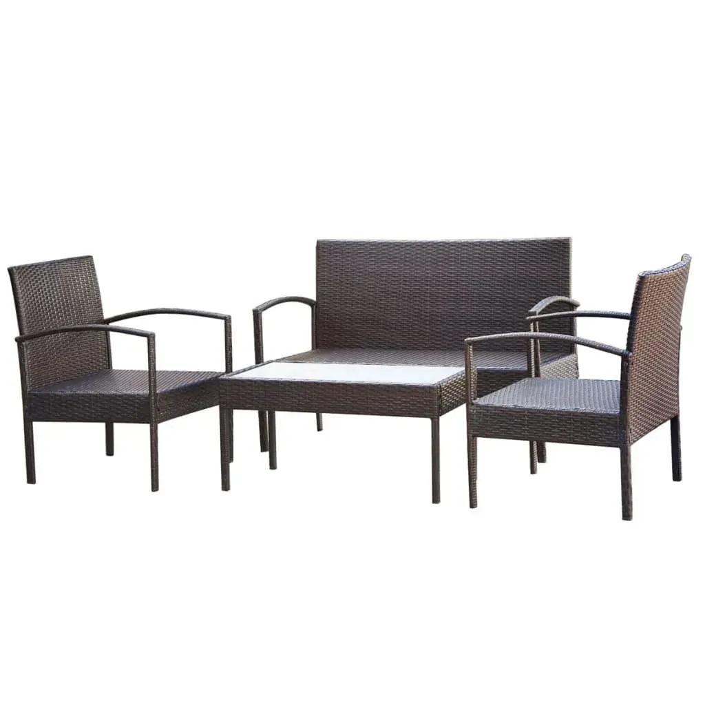 4 Piece Garden Lounge Set with Cushions Poly Rattan Price