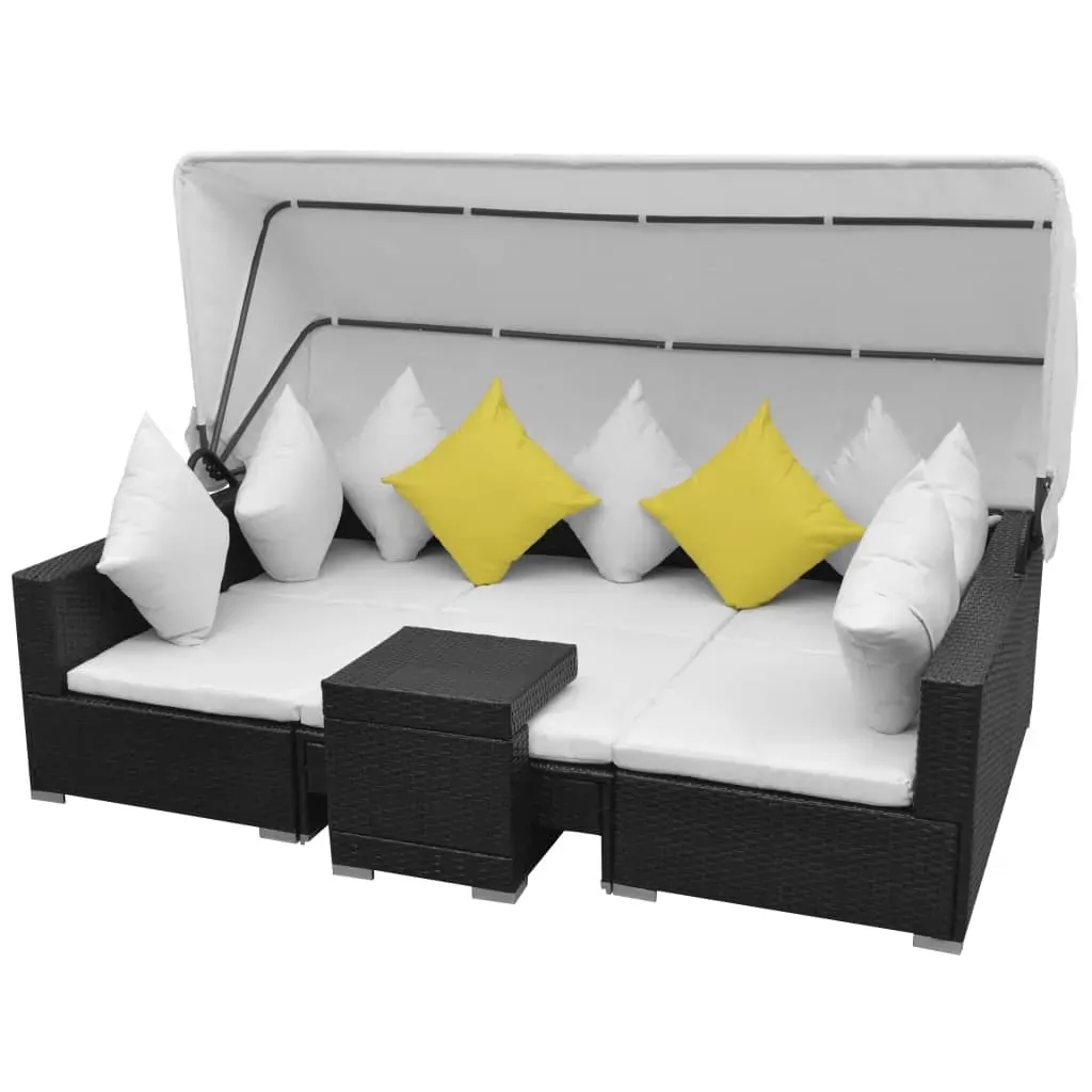 7 Piece Garden Lounge Set with Canopy Poly Rattan Price