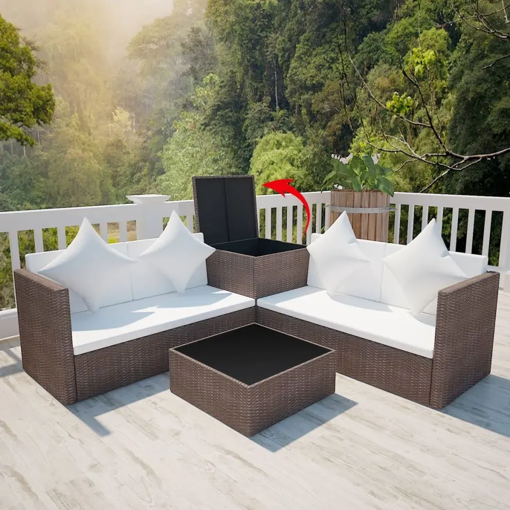 4 Piece Garden Lounge Set with Cushions Poly Rattan Price