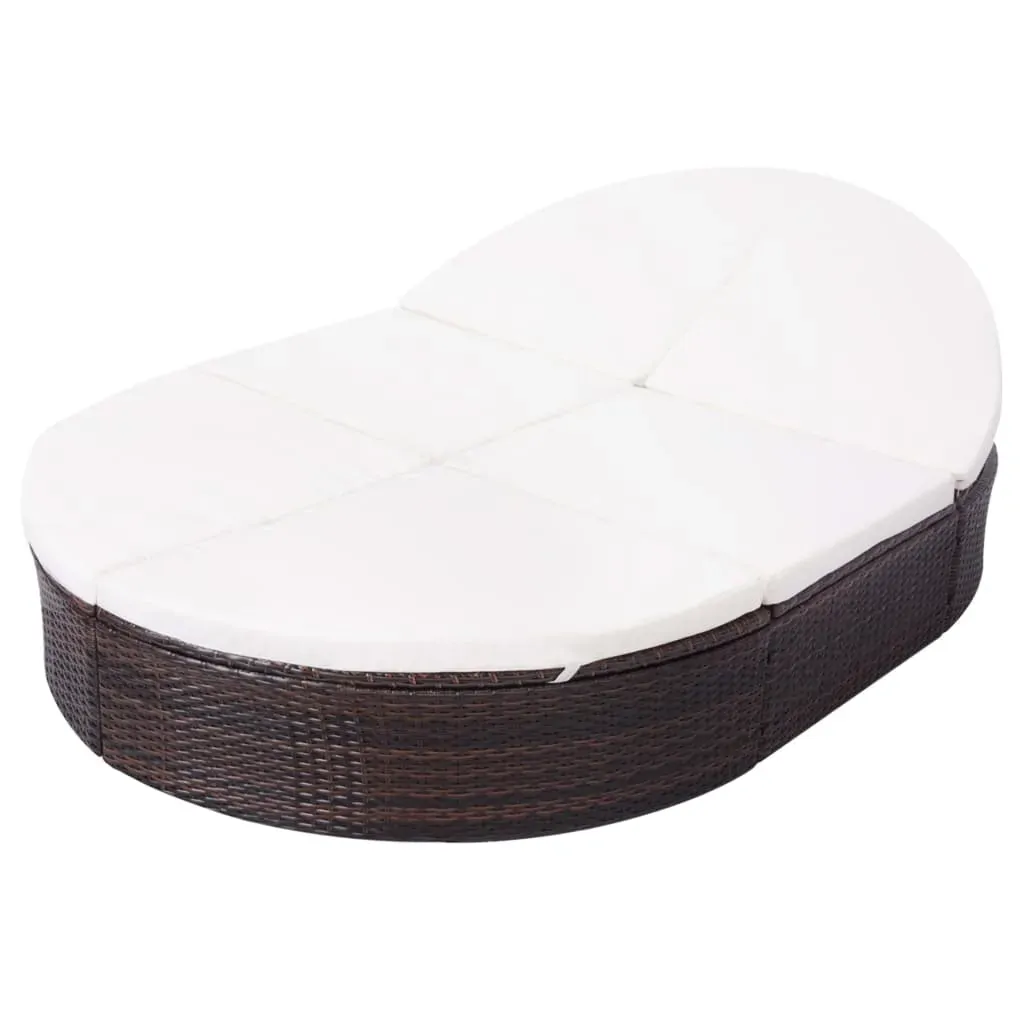 Outdoor Lounge Bed with Cushion Poly Rattan Price