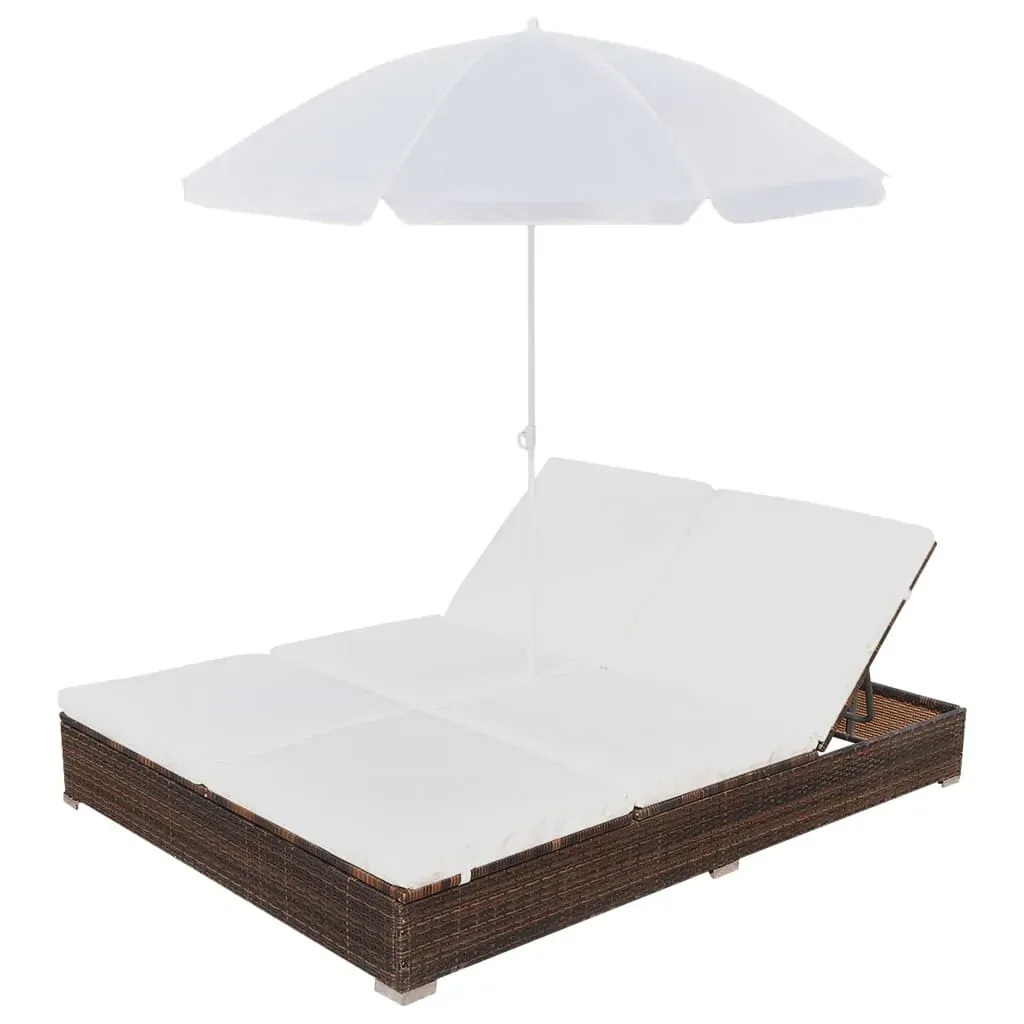 Outdoor Lounge Bed with Umbrella Poly Rattan Price