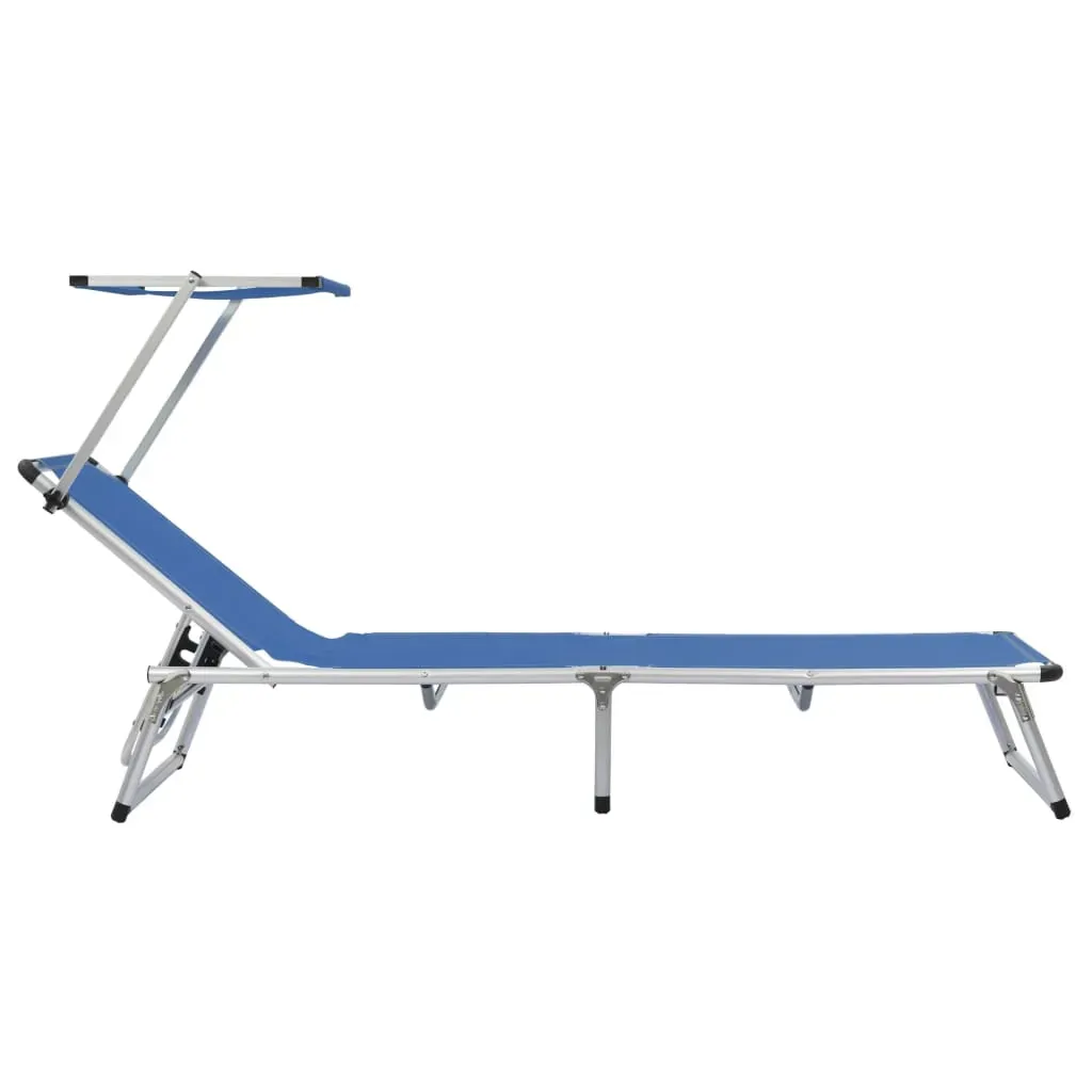 Folding Sun Lounger with Roof Aluminium and Textilene Price