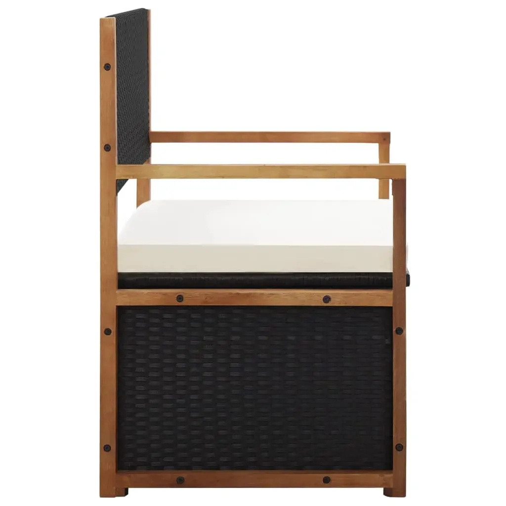 Storage Bench 110 cm Poly Rattan and Solid Acacia Wood Price
