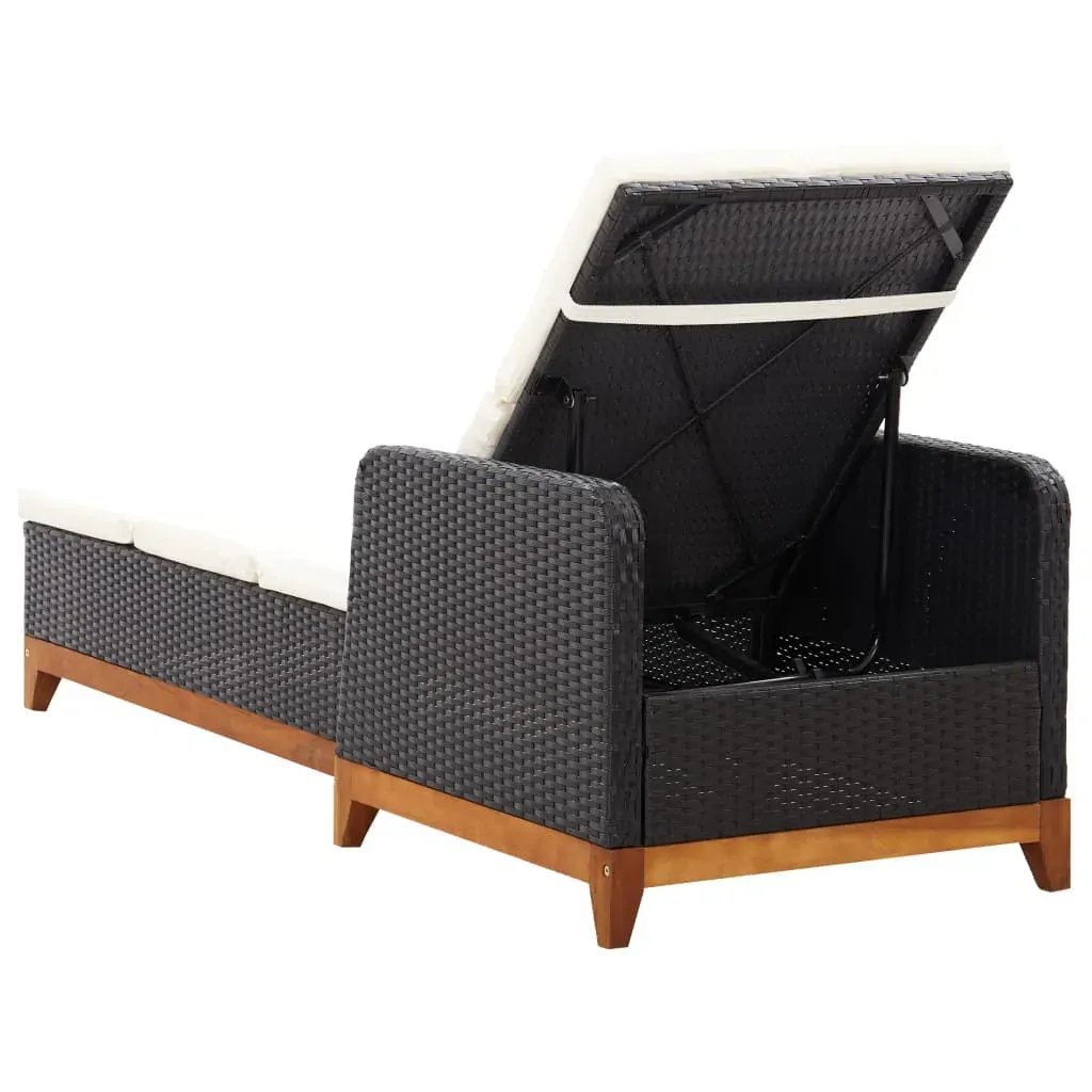Sun Lounger Poly Rattan and Solid Acacia Wood Price