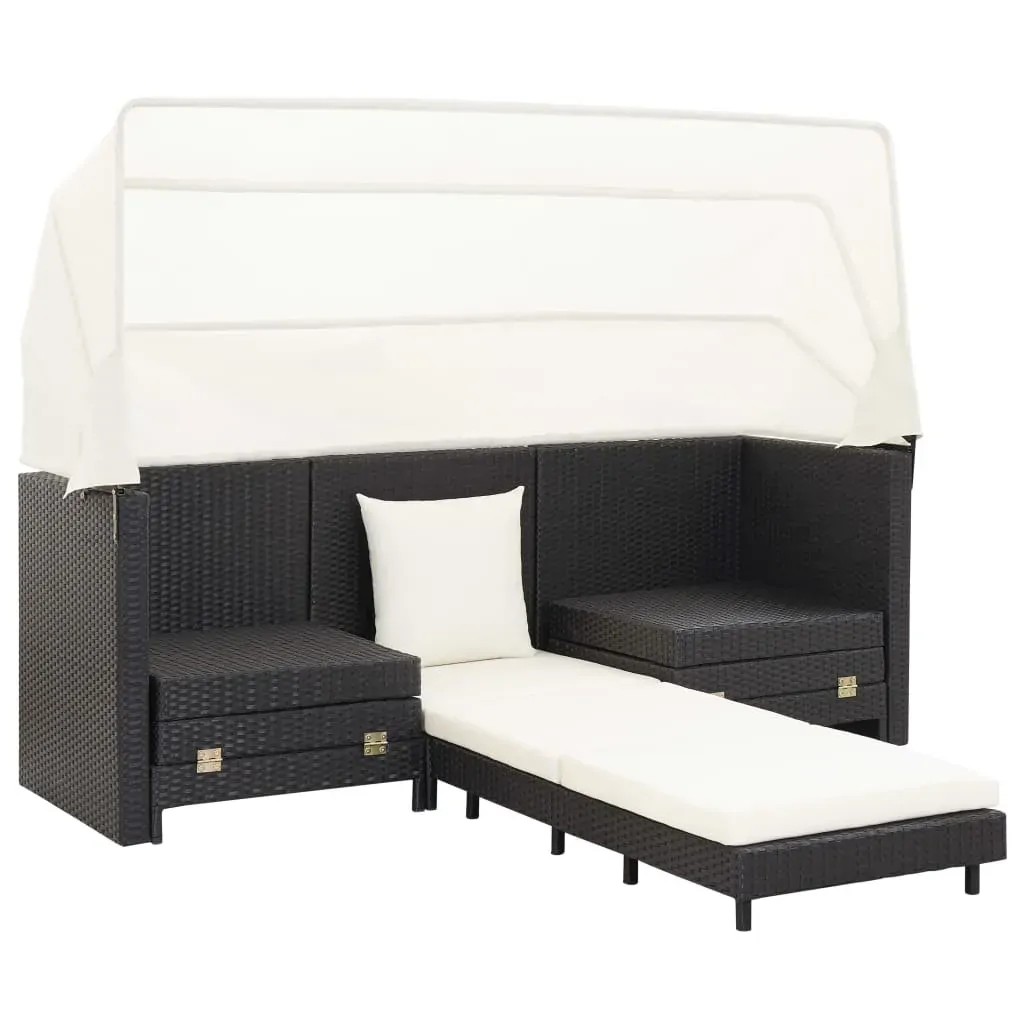 Extendable 3-Seater Sofa Bed with Roof Poly Rattan Price