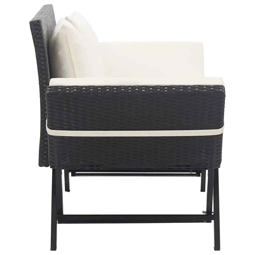 Garden Bench with Cushions 176 cm Poly Rattan Price