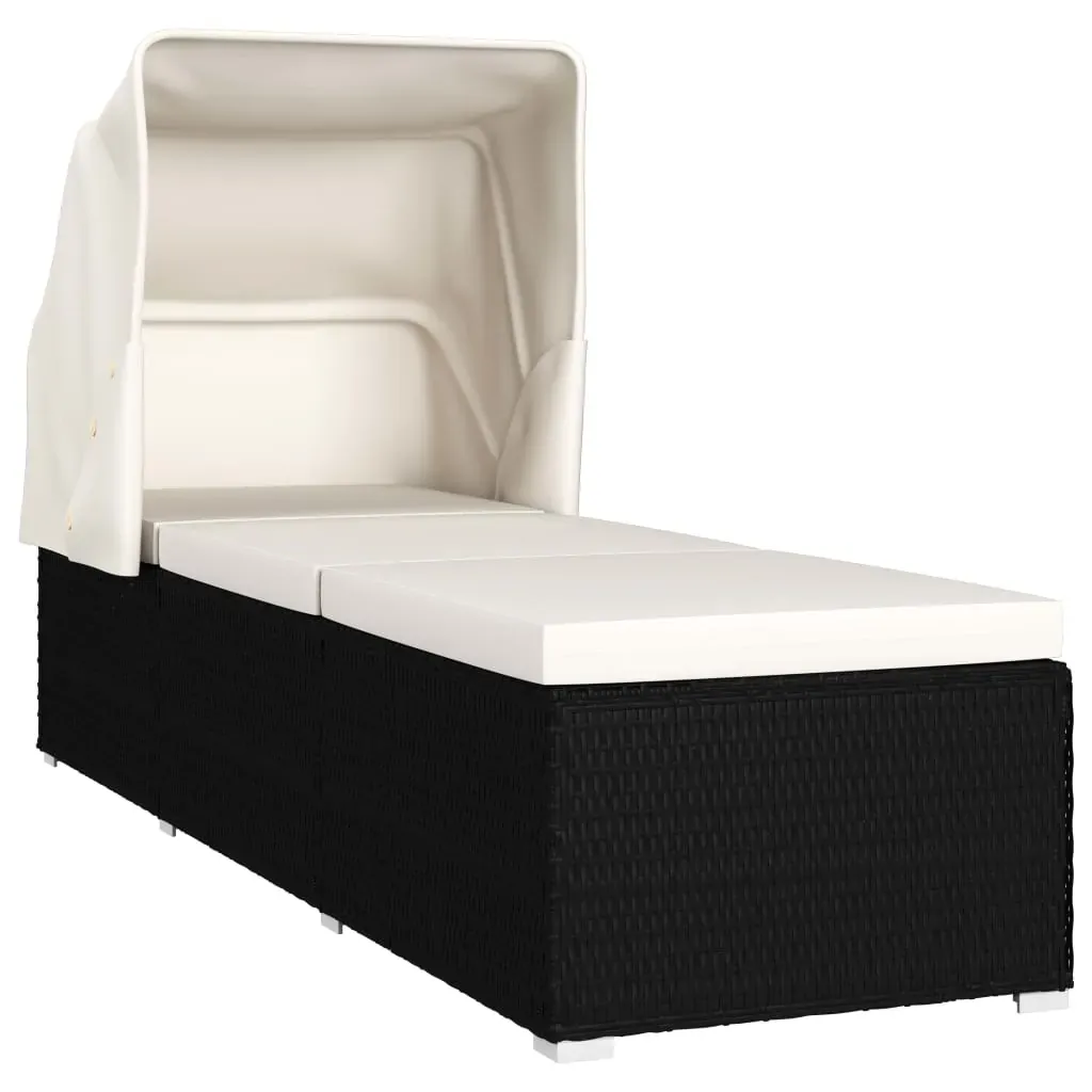 Sun Lounger with Canopy and Cushion Poly Rattan Price