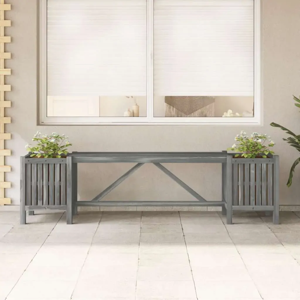 Garden Bench with 2 Planters Solid Acacia Wood Price