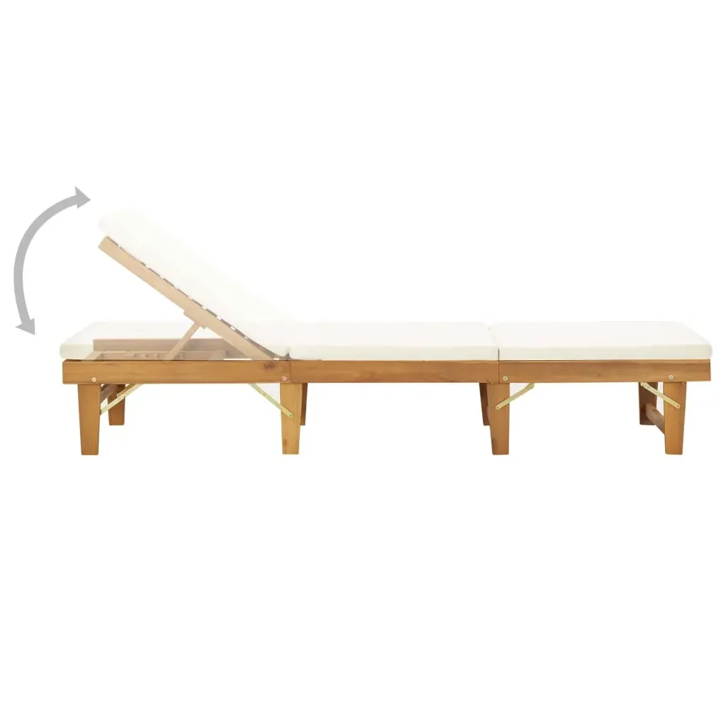 Folding Sun Lounger with Cushion Solid Acacia Wood Price