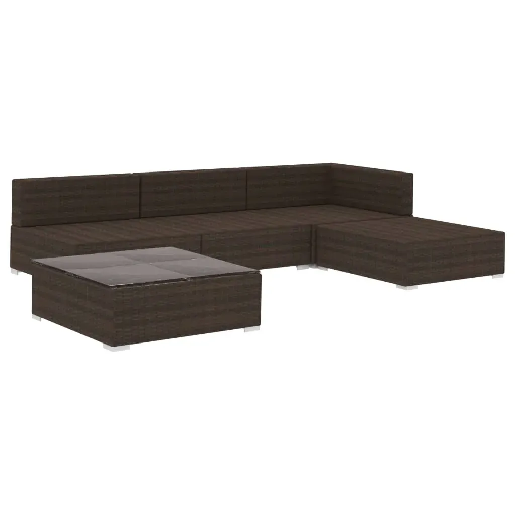 5 Piece Garden Lounge Set with Cushions Poly Rattan Price