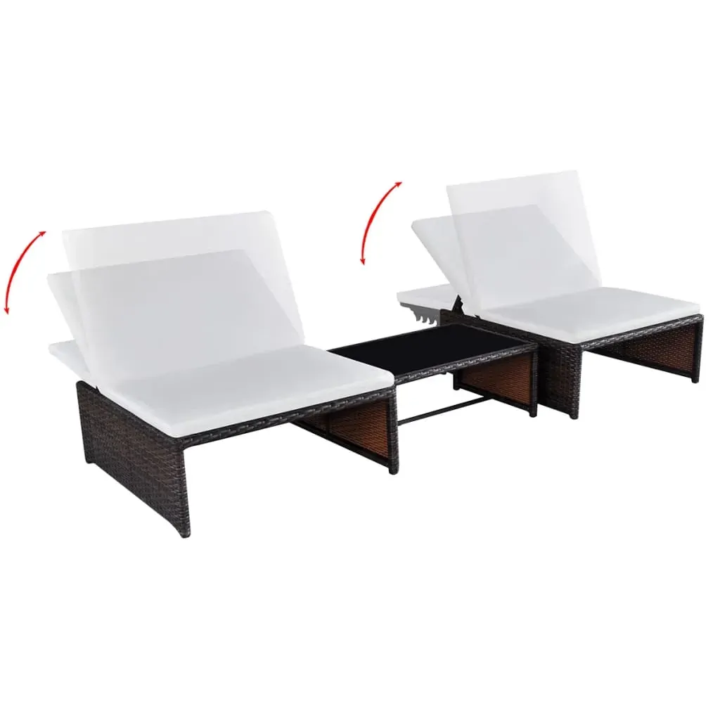 Sun Loungers 2 pcs with Table Poly Rattan Price
