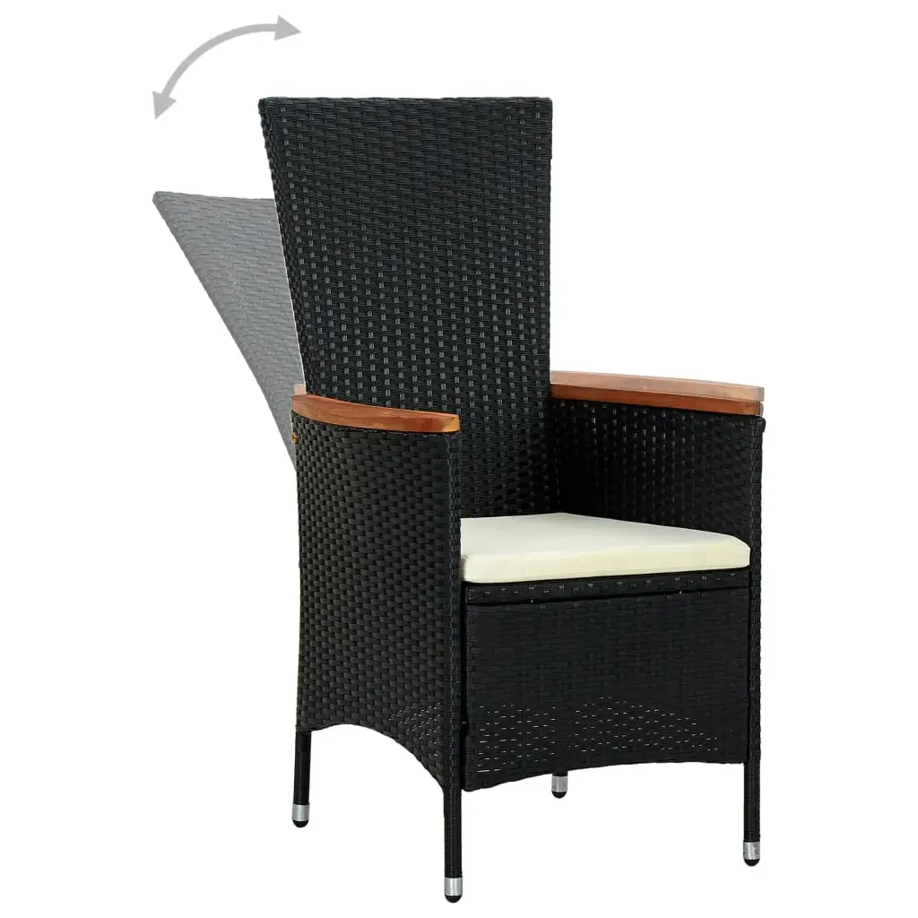 Outdoor Dining Set Poly Rattan Acacia Wood Black Price