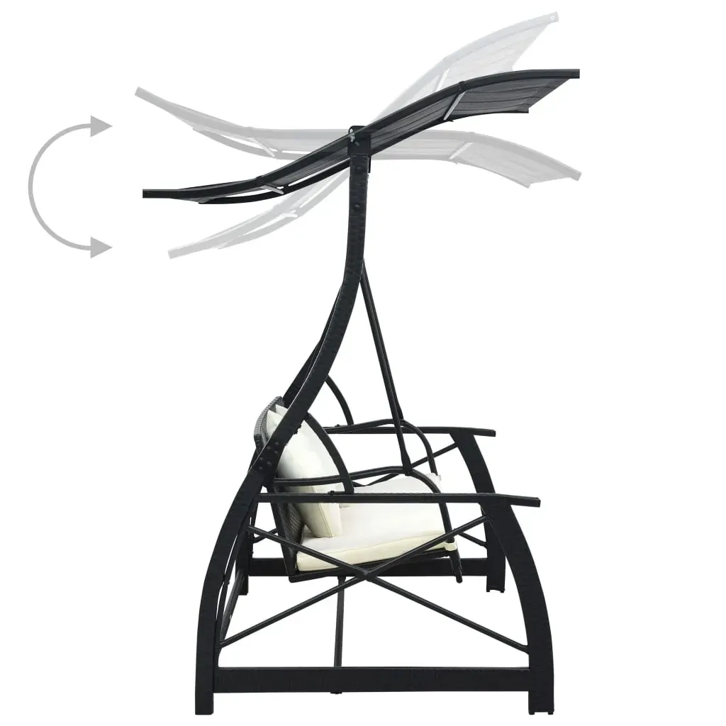 3-Seater Garden Swing Bench with Canopy Poly Rattan Price