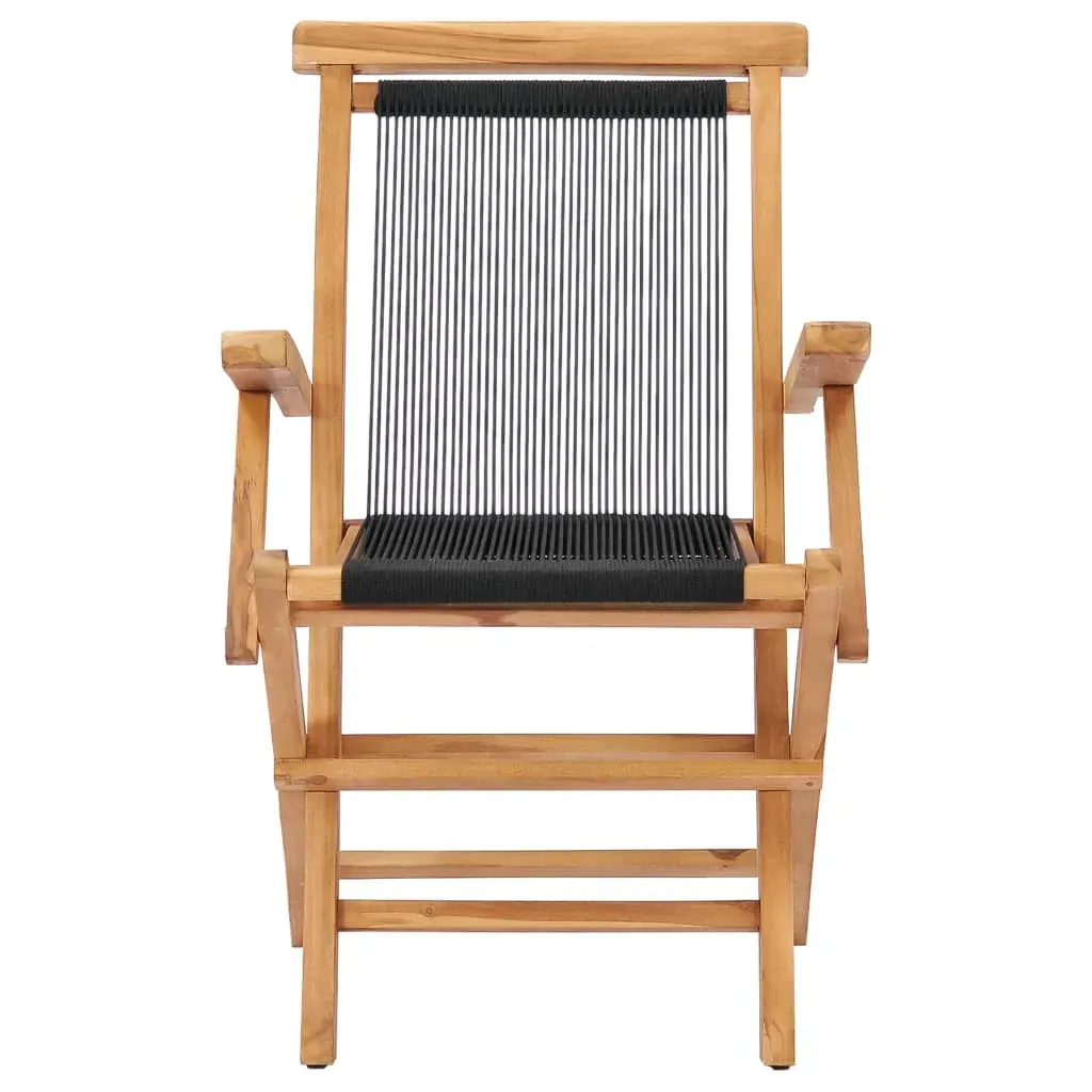 Folding Garden Chairs 2 pcs Solid Teak Wood and Rope Price