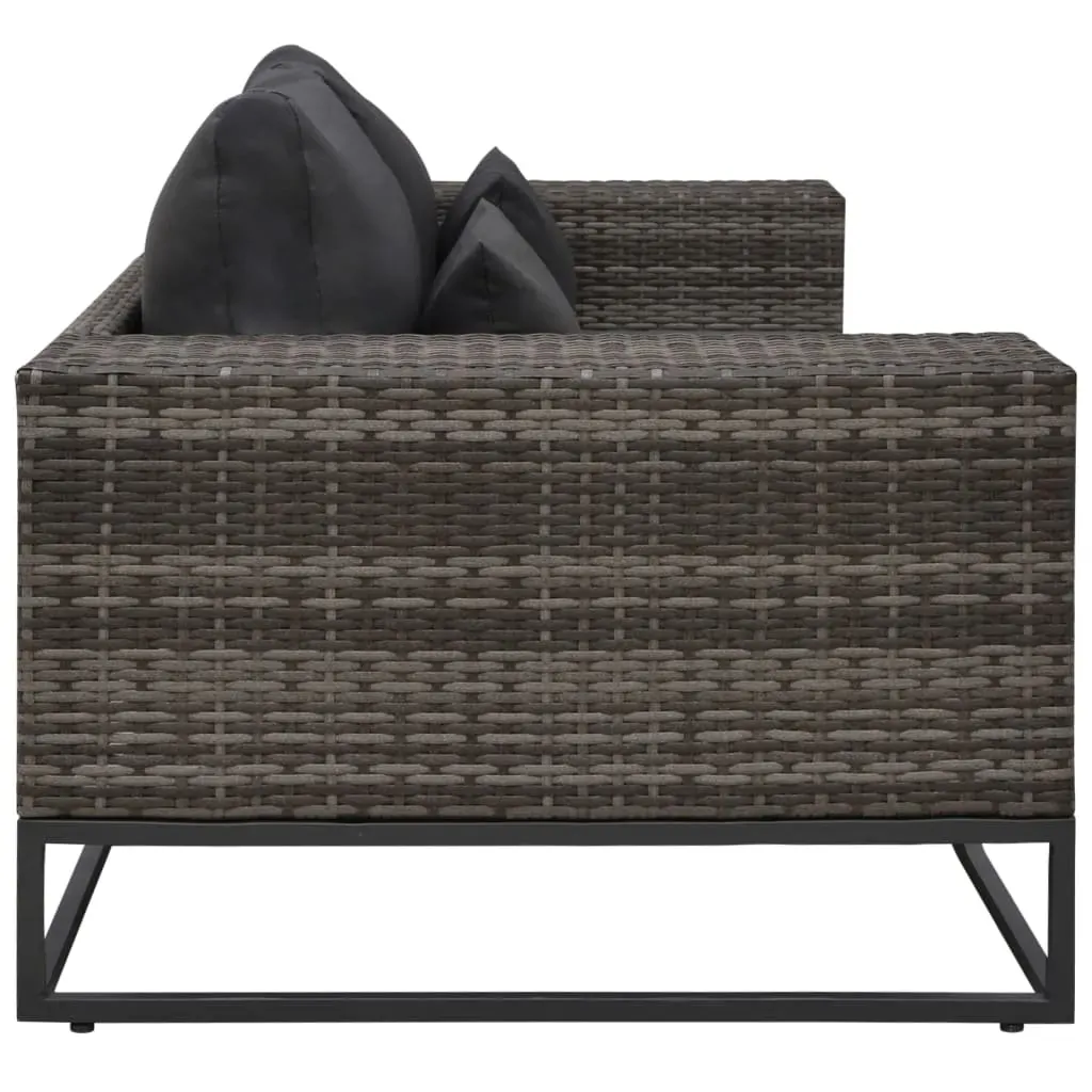 Garden Sofa Set with Cushions Poly Rattan Grey Price