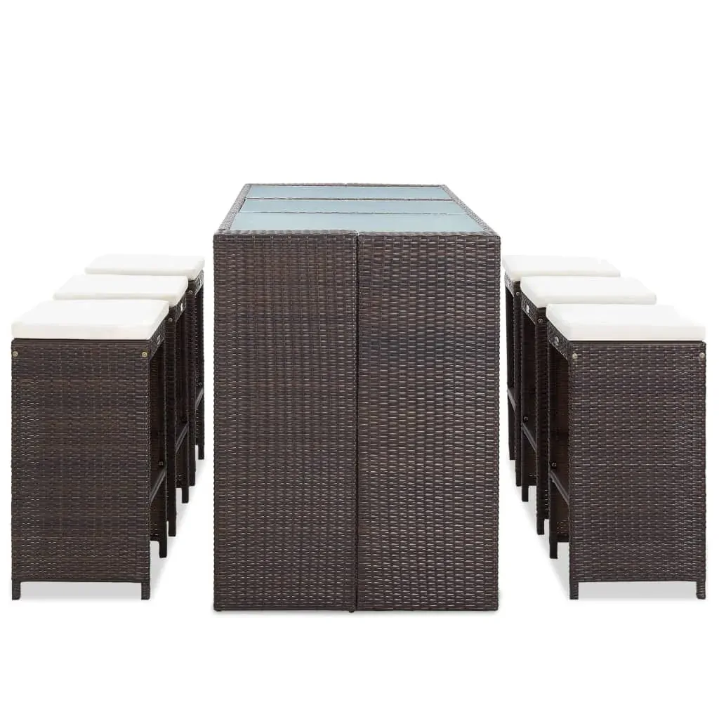 7 Piece Garden Bar Set with Cushions Poly Rattan Price
