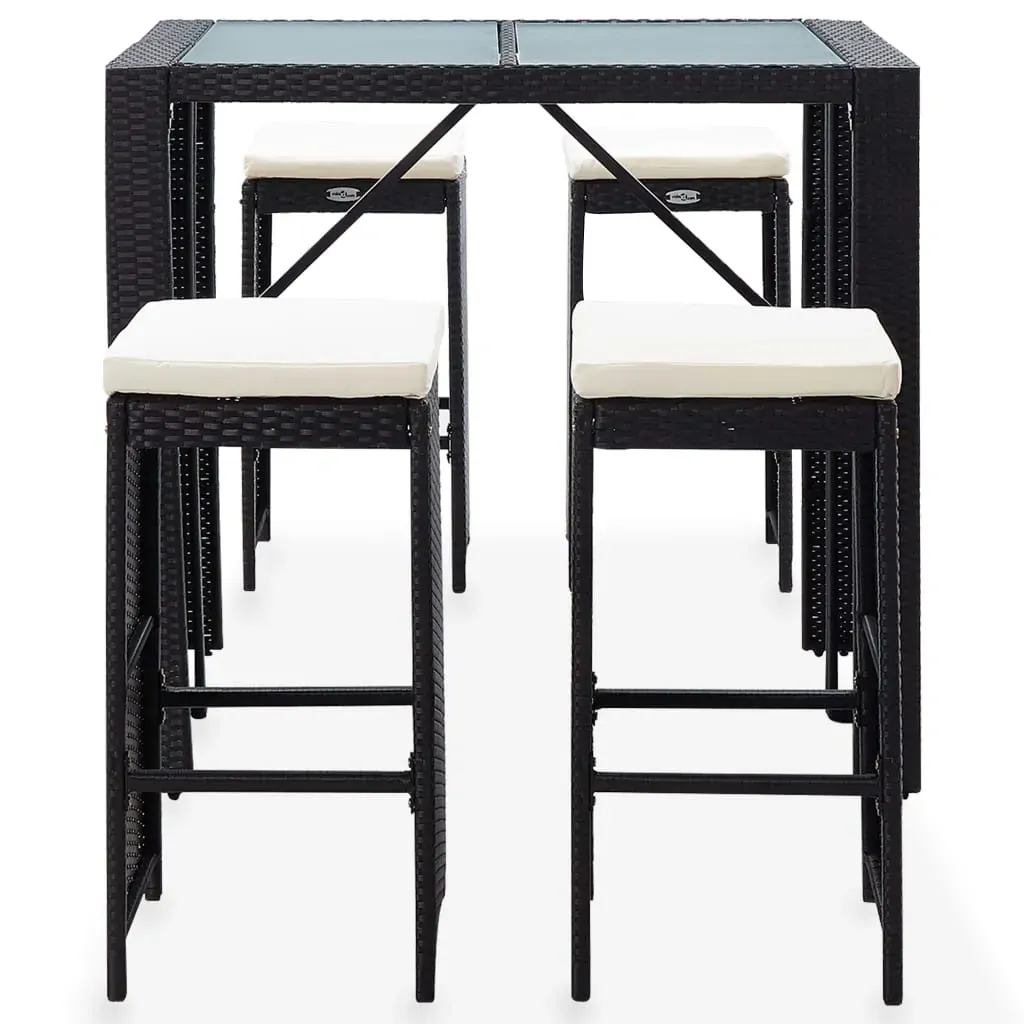 Outdoor Bar Set Poly Rattan and Glass Black Price