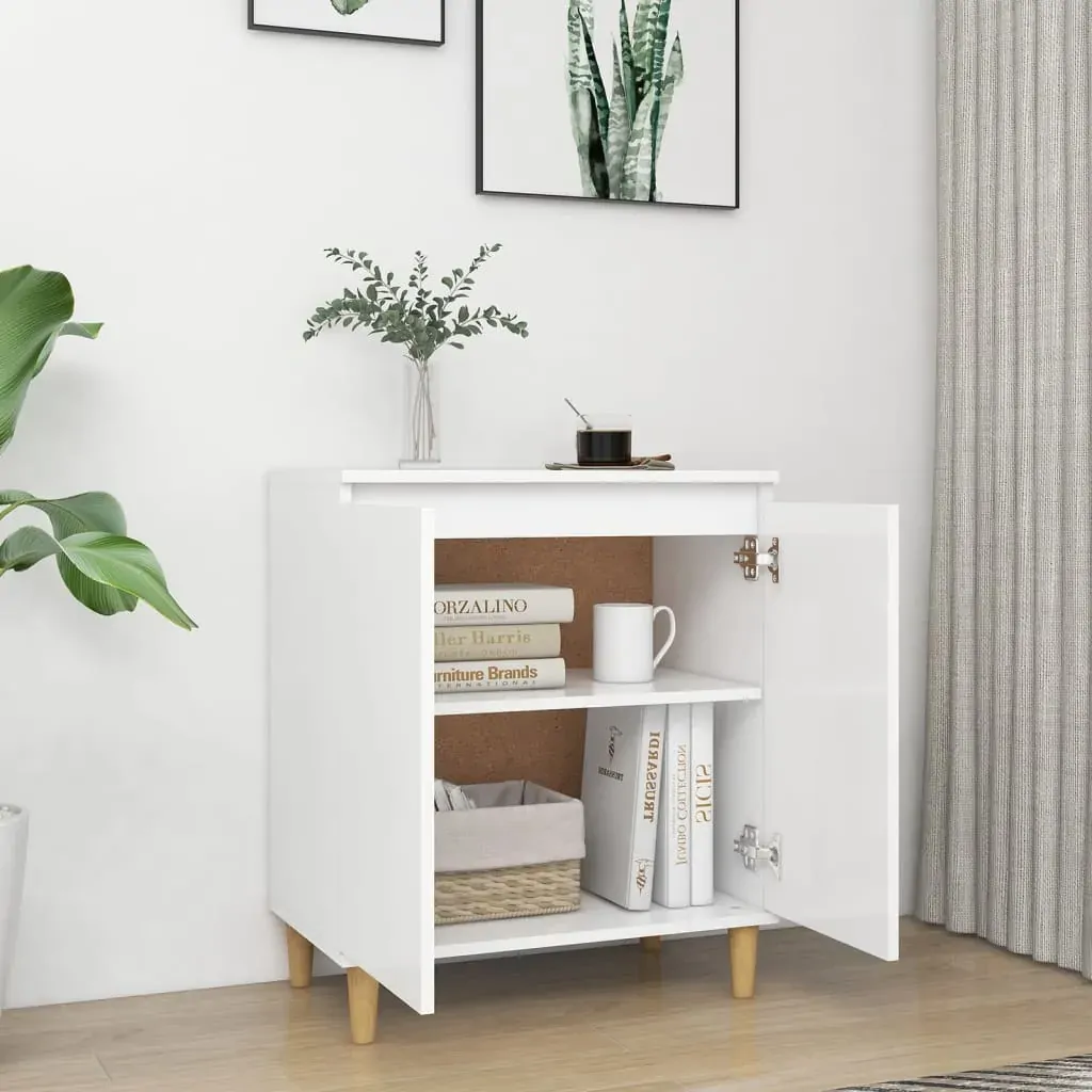 Sideboard with Solid Wood Legs 60x35x70 cm Engineered Wood Price