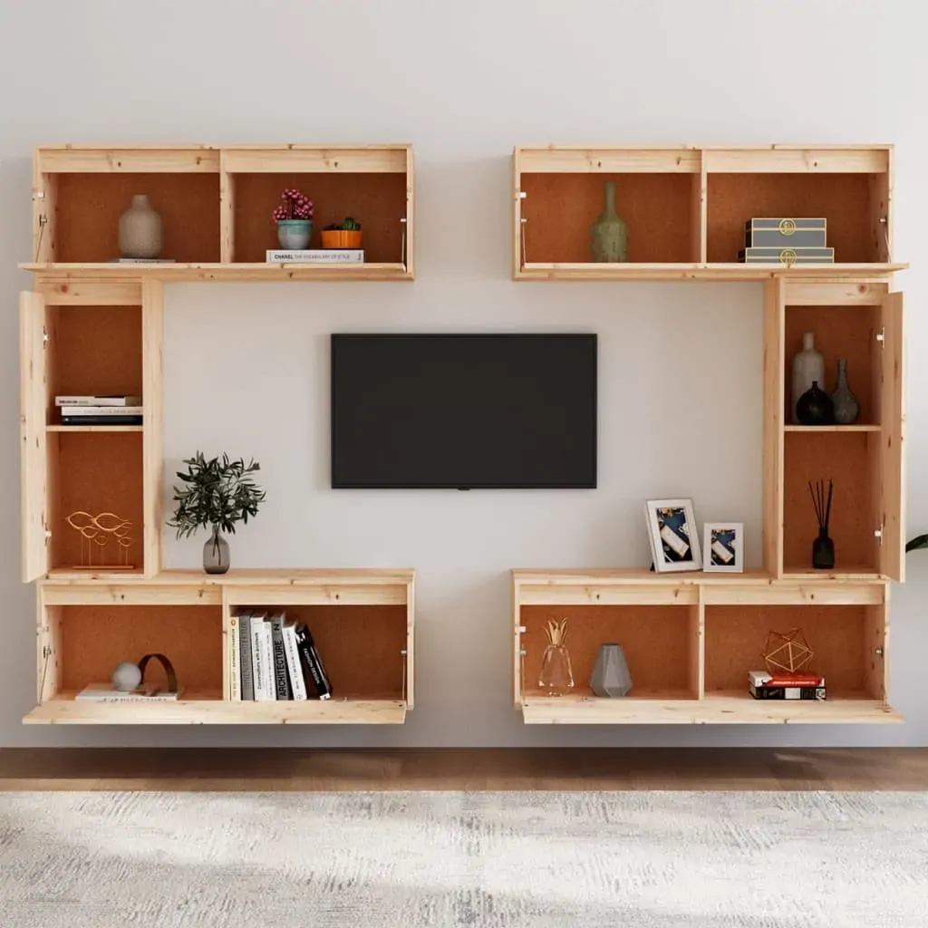 Poinciana TV Cabinets 6 pcs Solid Wood Pine Price