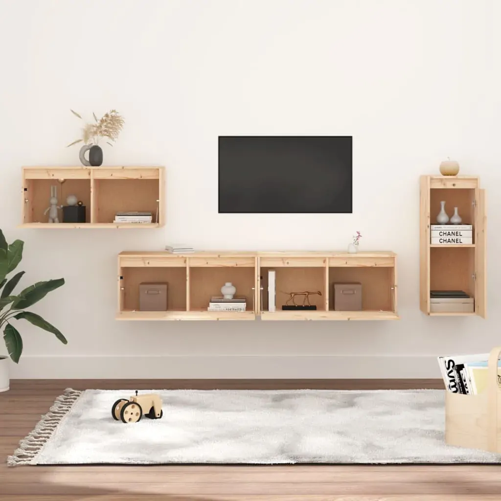 Canterbury TV Cabinets 4 pcs Solid Wood Pine Price