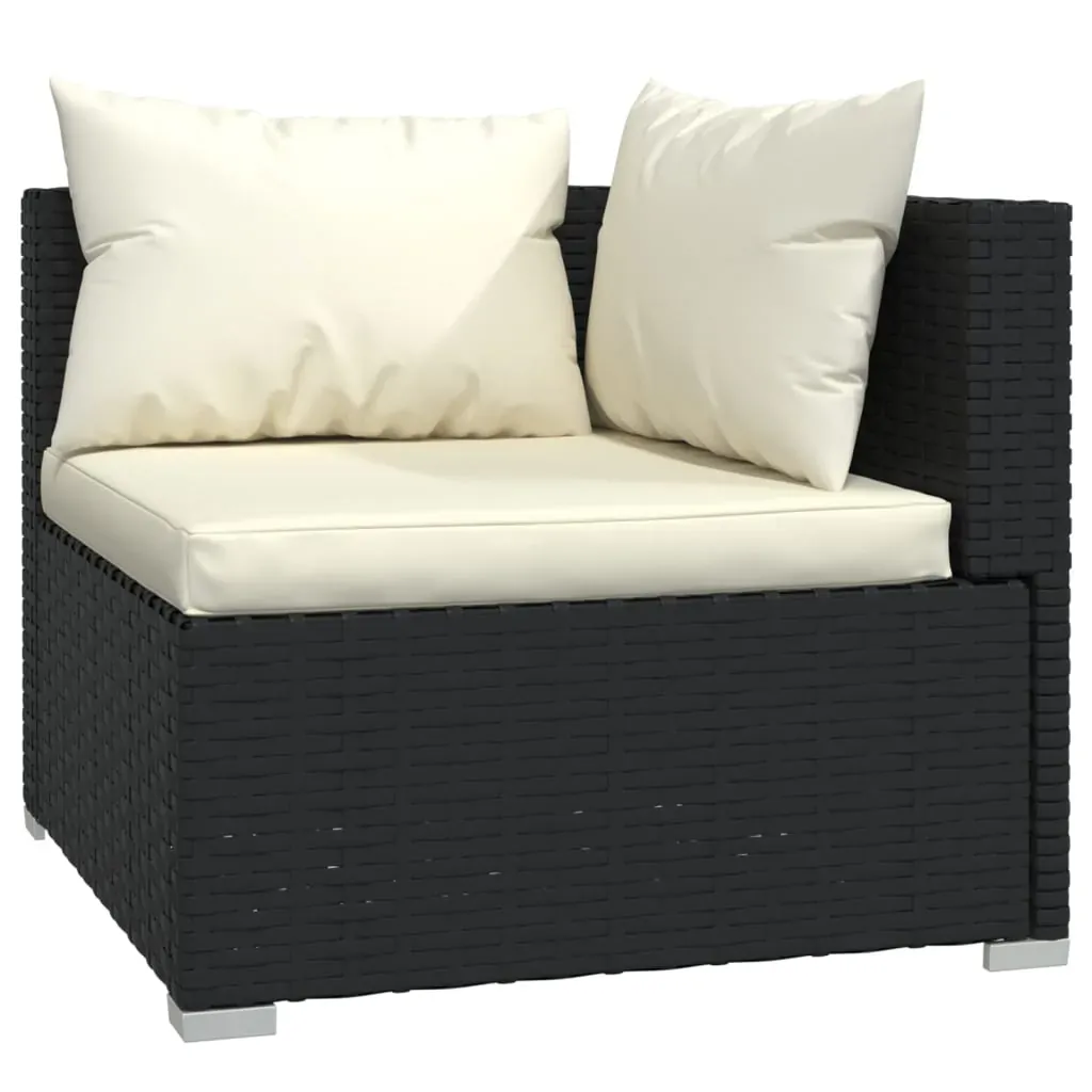 Garden Lounge Set with Cushions Black Poly Rattan Price