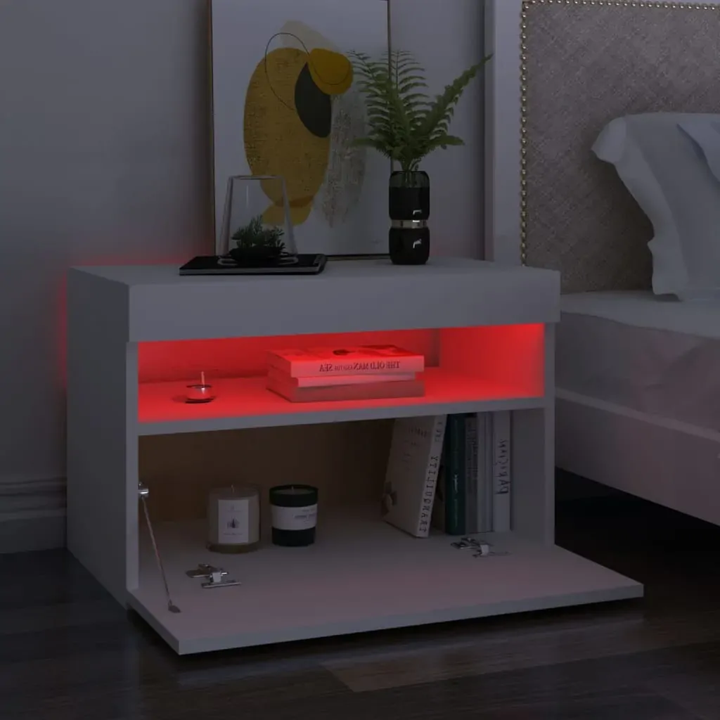 Northampton Bedside Cabinet & LED Lights 60x35x40 cm Engineered Wood Price